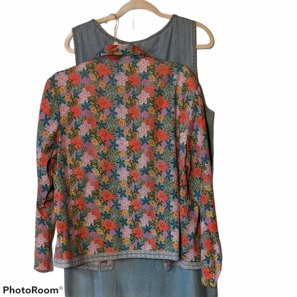 Bleu Bayou 2 PC jumper set size large vintage denim chambray embroidered modest - Picture 2 of 14